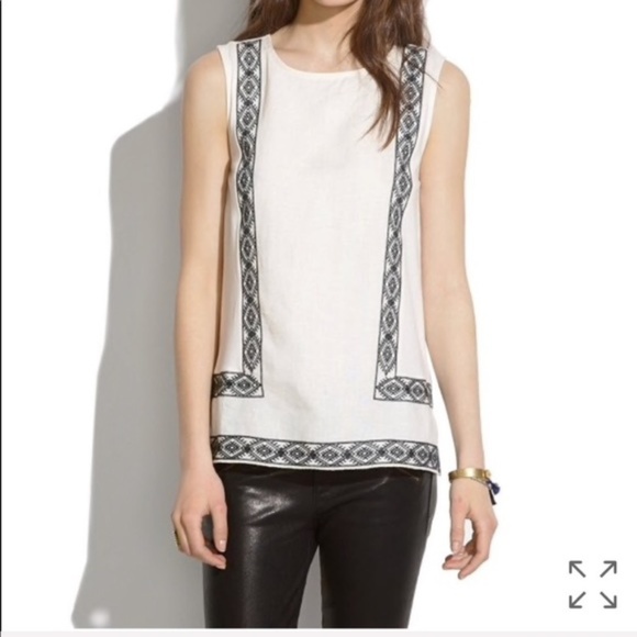 Tops - Madewell Women Tank Top White Linen Embroidered M